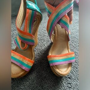 Multi color wedge heels